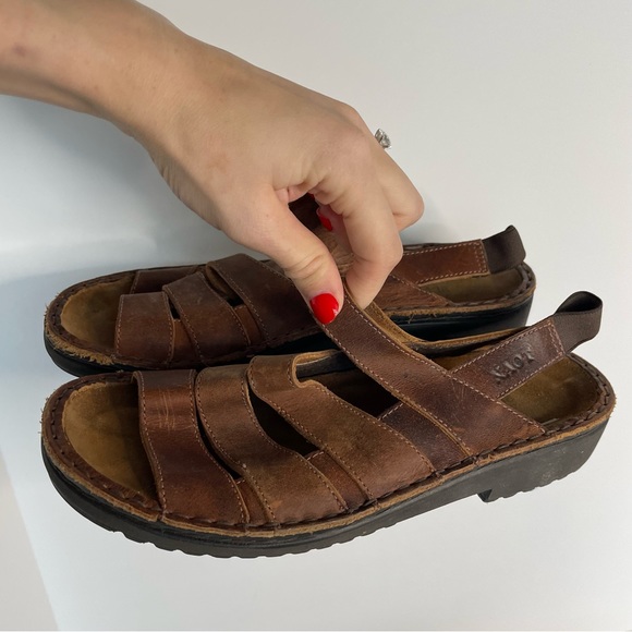 Naot Dark Brown Leather Strappy Sandals 38 - Picture 1 of 12